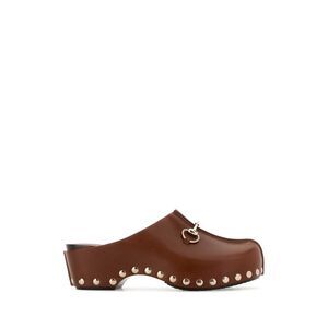 Gucci Women Brown Leather Clogs